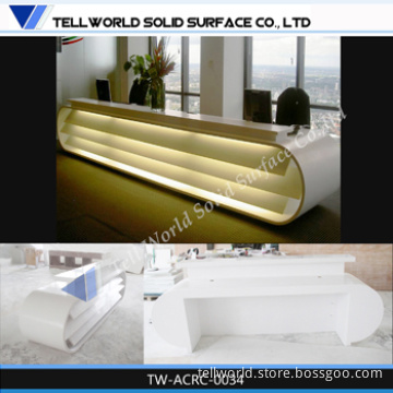 LED Reception Counter, Marble Office Front Desk, Corian Modern Design Reception Desk